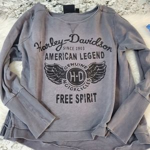 Harley davidson 2x womans gray sweater distressed